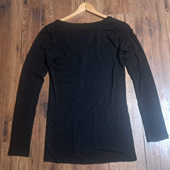 Aritzia Wilfred Free Women's Long Semi Sheer Black  Top Shirt Size Medium - Picture 3 of 3